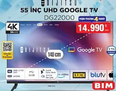 DİJİTSU DG22000 55 İNÇ UHD GOOGLE TV AKILLI TELEVİZYON